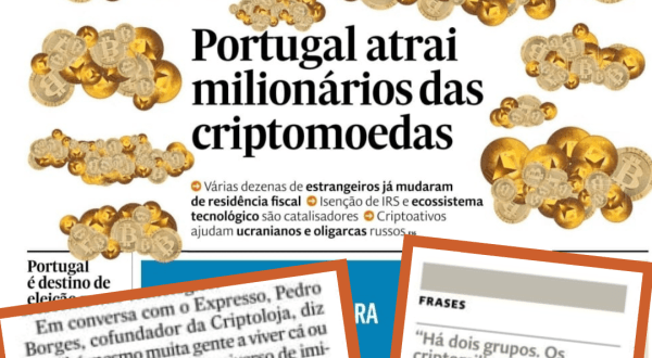 img:“Portugal atrai milionários das criptomoedas” – in jornal Expresso (04/03/22)