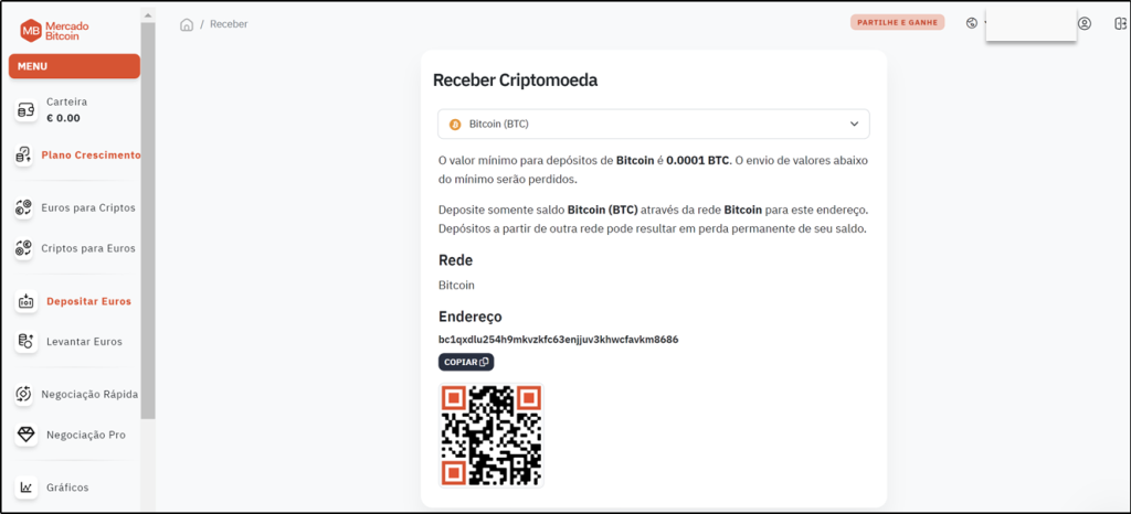 envie os seus Bitcoins para uma carteira privada